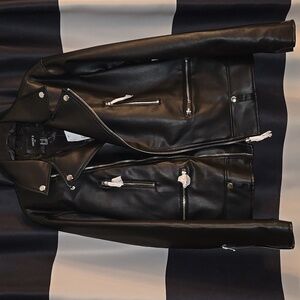 Forever 21 Black Biker Jacket with Silver Accents